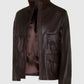 Men's Casino Royale Style Brown Leather Jacket – Custom Fit - inner lining view