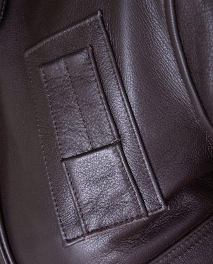 Sigourney Weaver Alien Ellen Ripley Brown Bomber Leather Jacket - inner lining view