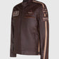 Men's Sizma Brown Cafe Racer Style Leather Jacket | Genuine Leather - side angle view