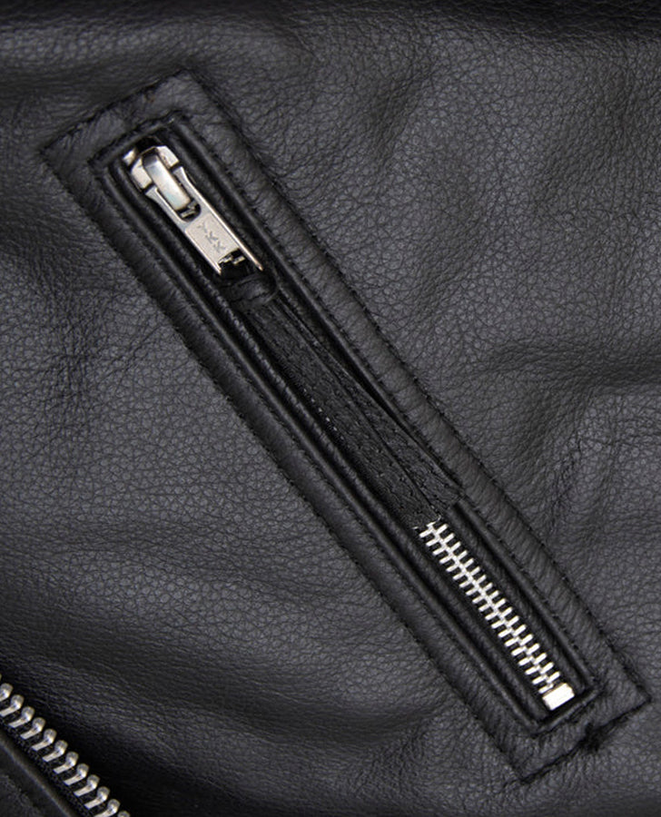 Men's Black Leather Brando Jacket for Bikers – Custom Fit - side angle view