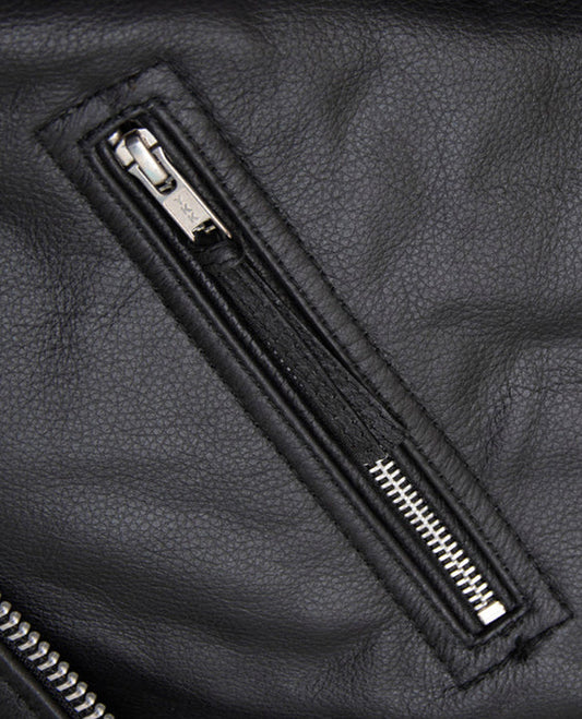 Men's Black Leather Brando Jacket for Bikers – Custom Fit - side angle view