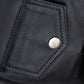 Men's Black Leather Brando Jacket for Bikers – Custom Fit - collar and zip close-up