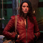 Kaya Scodelario Resident Evil Red Leather Jacket for Women - front view