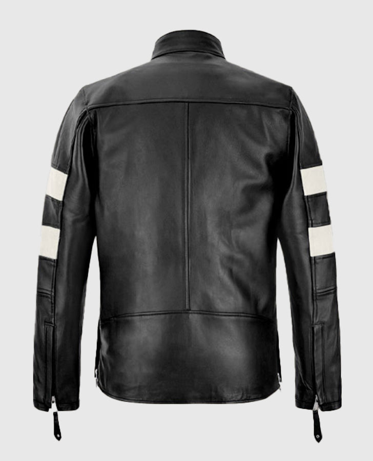 Keanu Reeves John Wick Black Biker Leather Jacket for Men - side angle view