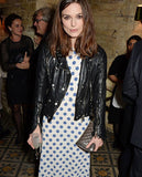 Keira Knightley Domino Black Leather Biker Jacket for Women - front view
