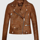 Kylie Jenner Brown Leather Biker Jacket for Women – Custom Fit - back view