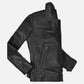 Women's Black Moto Leather Jackets Jacket – Custom Fit - detail view
