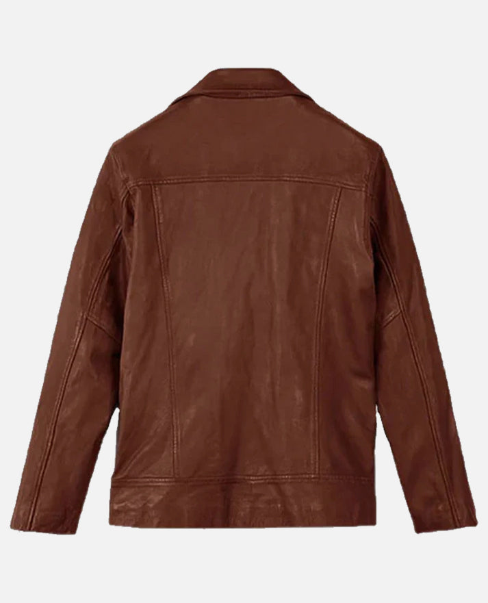 Dauntless Tan Biker Leather Jacket for Men | Genuine Leather - inner lining view