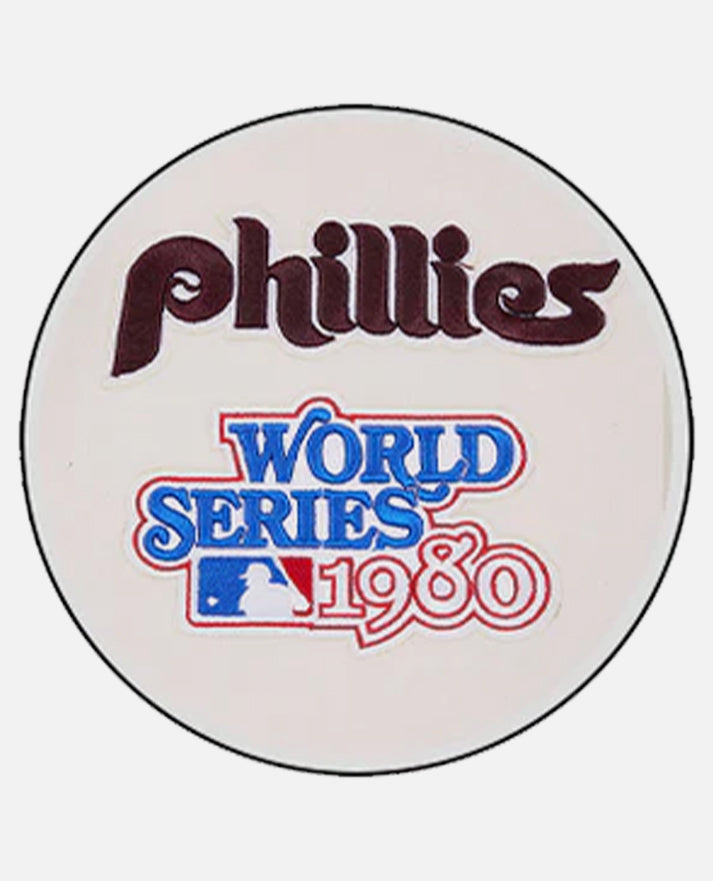 MLB Philadelphia Phillies Men's Rib White Wool Varsity Jacket - inner lining view
