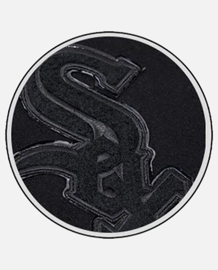 MLB Chicago White Sox Black Men's Varsity Leather Jacket - model wearing the jacket