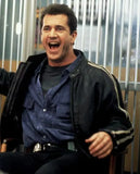 Lethal Weapon Mel Gibson Black Cafe Racer Leather Jacket for Men - front view