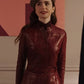 Emily in Paris S4 Lily Collins Red Leather Jacket for Women - back view