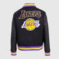 NBA Los Angeles Lakers Women's Black Varsity Leather Jacket - back view