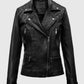 Lucifer S05 Chloe Decker Black Leather Biker Jacket for Women - back view