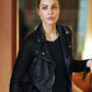 Lucifer S05 Chloe Decker Black Leather Biker Jacket for Women - front view
