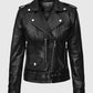 Lucy Hale Black Biker Leather Jacket for Women – Custom Fit - back view