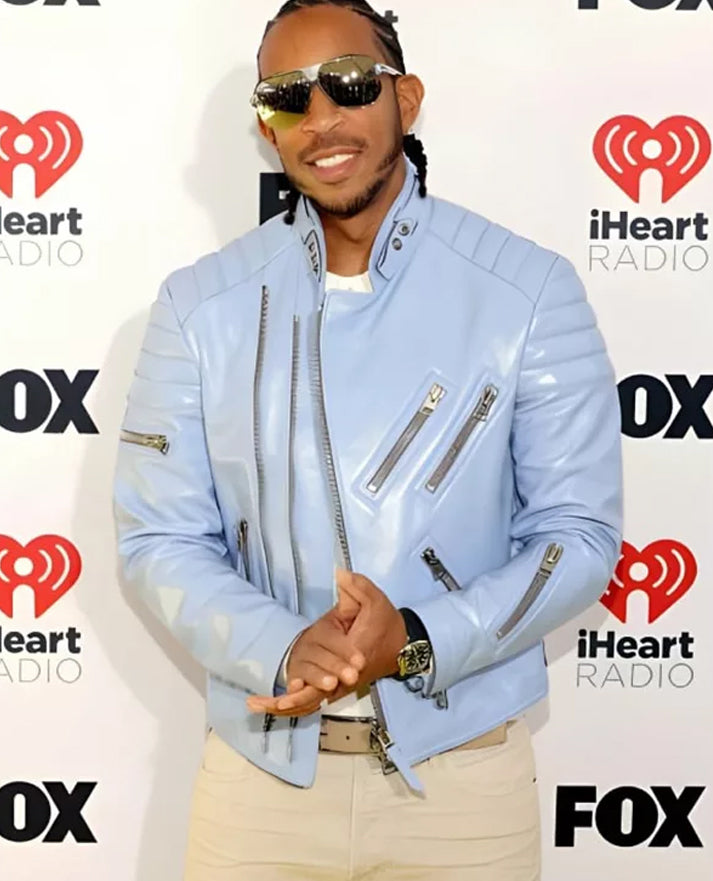 Ludacris IHeartRadio Blue Leather Jacket for Men – Premium Outerwear - back view