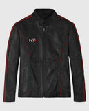 ME3 Commander Shepard N7 Black Leather Jacket for Men - front view