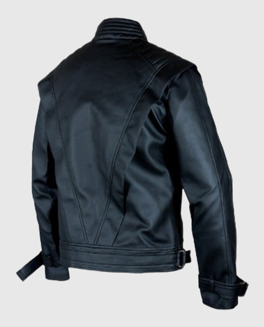 Michael Jackson Thriller Black Leather Jacket for Men - side angle view