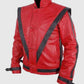 Michael Jackson Thriller Red Leather Jacket for Men - model wearing the jacket