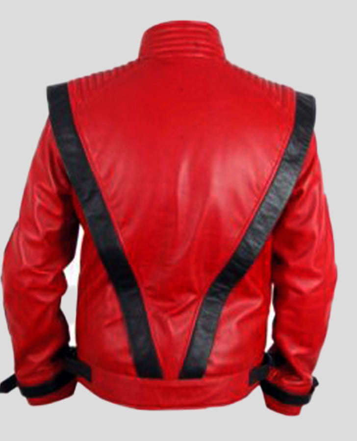 Michael Jackson Thriller Red Leather Jacket for Men - side angle view