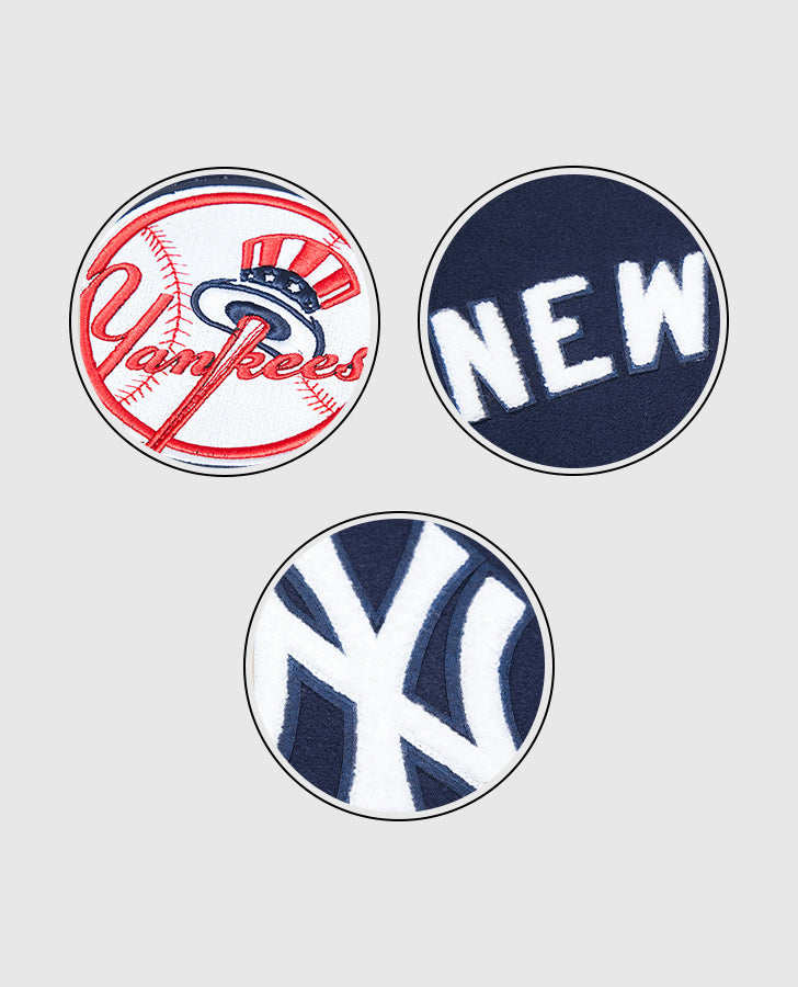 MLB New York Yankees Women's Blue Varsity Leather Jacket - inner lining view