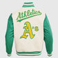 MLB Oakland Athletics Men's Rib Green Wool Varsity Jacket - back view