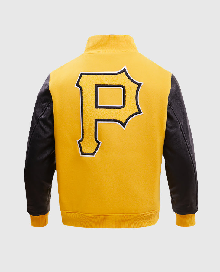 MLB Pittsburgh Pirates Men's Yellow Varsity Leather Jacket - back view