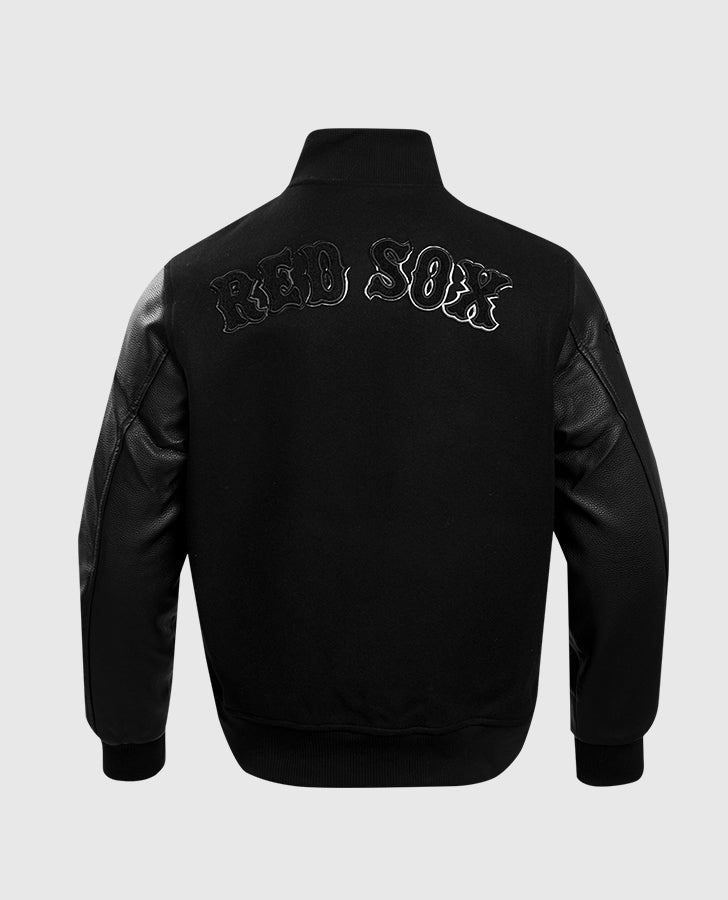 MLB Boston Red Sox Men's Black Varsity Leather Jacket - back view