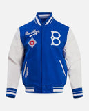 MLB Brooklyn Dodgers Men's Rib Wool Varsity Jacket Royal Blue White - front view