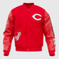 MLB Cincinnati Reds Men's Red Varsity Leather Jacket - front view