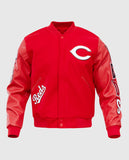 MLB Cincinnati Reds Men's Red Varsity Leather Jacket - front view