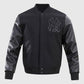 MLB New York Yankees Men's Black Varsity Leather Jacket - front view
