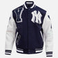 MLB New York Yankees Men's Blue Varsity Leather Jacket - front view