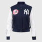 MLB New York Yankees Women's Blue Varsity Leather Jacket - front view