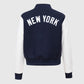 MLB New York Yankees Women's Blue Varsity Leather Jacket - back view