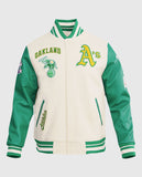 MLB Oakland Athletics Men's Rib Green Wool Varsity Jacket - front view