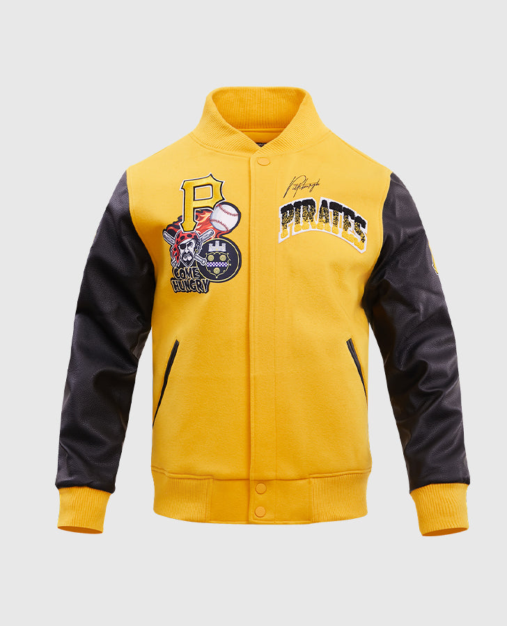 MLB Pittsburgh Pirates Men's Yellow Varsity Leather Jacket - front view