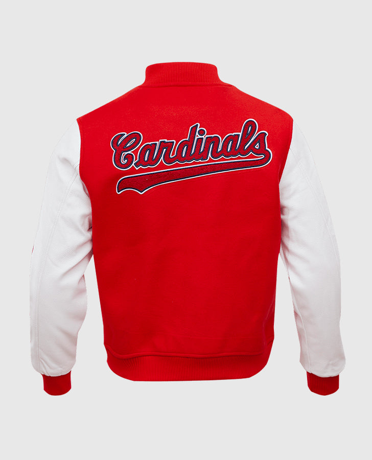 MLB ST. Louis Cardinals Men's Red Varsity Leather Jacket - back view