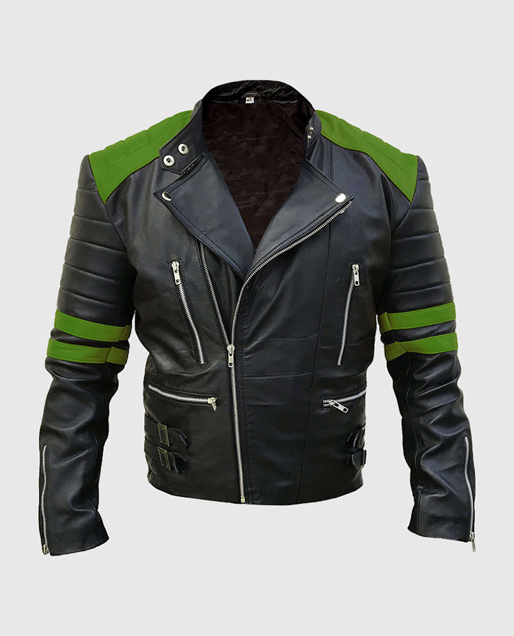 Marlon Brando Black Biker Leather Jacket for Men – Custom Fit - front view