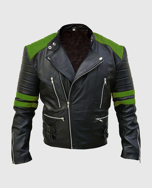Marlon Brando Black Biker Leather Jacket for Men – Custom Fit - front view