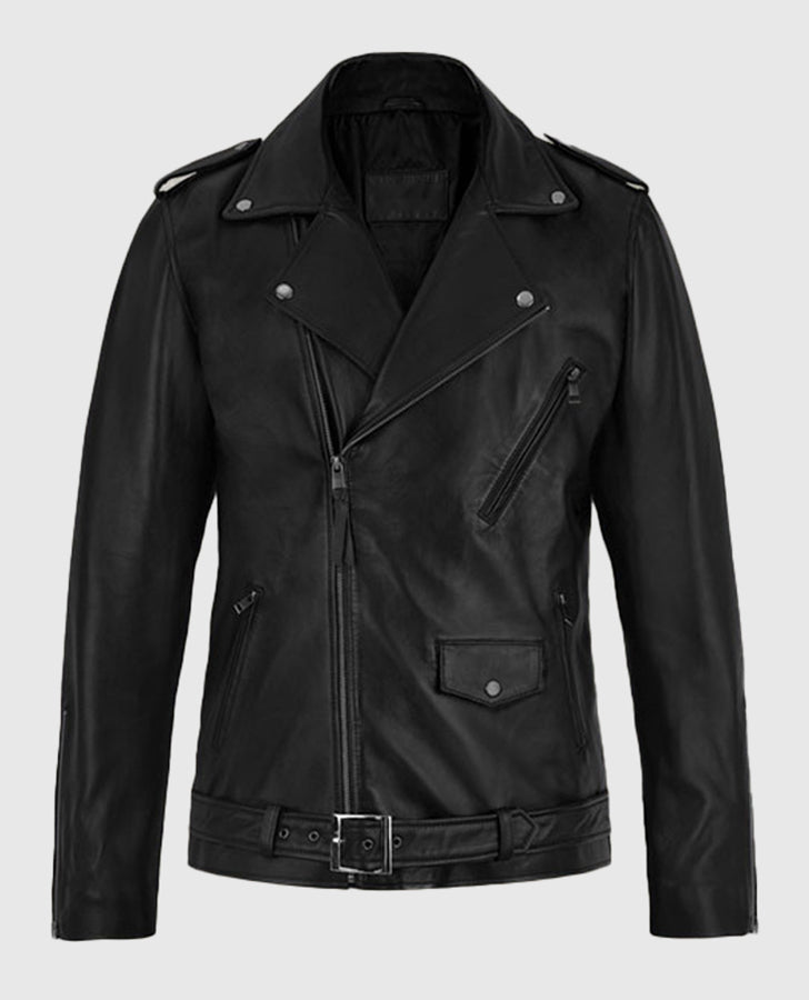 Marlon Brando the Wild One Black Leather Biker Jacket for Men - back view