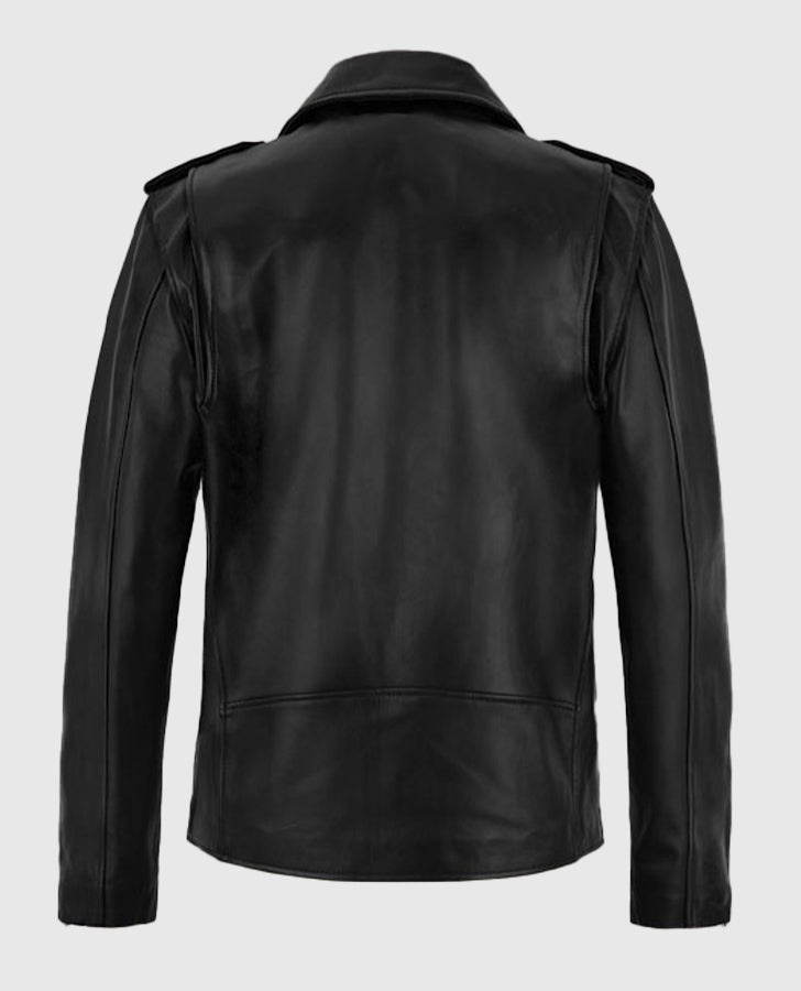 Marlon Brando the Wild One Black Leather Biker Jacket for Men - side angle view