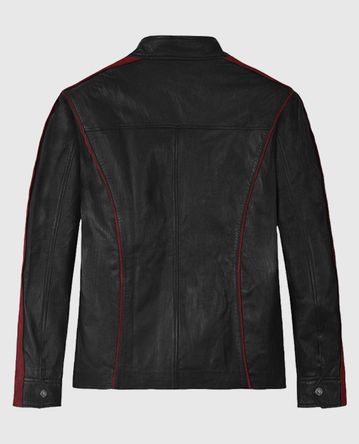ME3 Commander Shepard N7 Black Leather Jacket for Men - back view