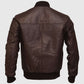 Men's Dark Brown Leather Varsity Bomber Jacket – Custom Fit - back view
