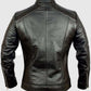 Men's Cafe Racer Vintage Retro Black Leather Jacket - back view