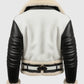 Men's Aviator B3 Bomber Leather Jacket - Black & White - back view