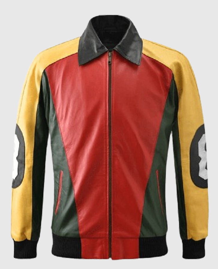 Men's 8 Ball Pool Green Bomber Leather Jacket – Custom Fit - front view