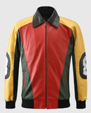 Men's 8 Ball Pool Green Bomber Leather Jacket – Custom Fit - front view