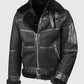 Men's Aviator B16 Sheepskin Black Shearling Leather Jacket - front view